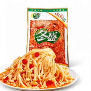 Winter Fragrant Spicy Enoki Mushrooms 250g*1 pack - Great With Rice, Drinks, As An Appetizer, Cold Dish, Or Pickled Snack. Large Pack, Ready To Eat.