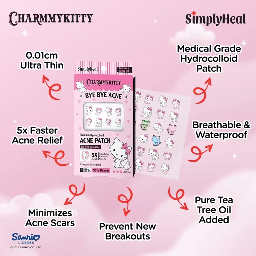 韓國 SIMPLYHEAL CHARMMYKITTY 0.01cm祛痘貼 日夜用 限量版 20枚入