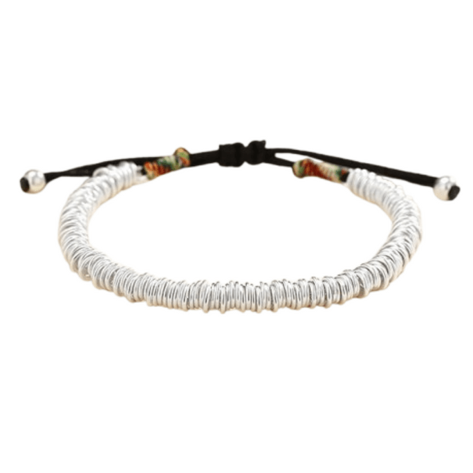 Coiled Silver Bracelet 999 Sterling Silver Strings Foot Silver Ancient Hand Braided Rope Approx. 11g 1 Piece