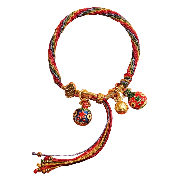 New Woven Colorful Rope Bracelet with a Reincarnation Gold Devouring Beast Hand Rope M 5