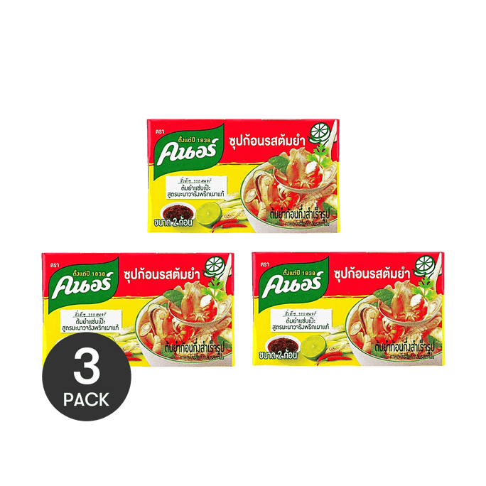 泰國版KNORR家樂 冬蔭功湯料 泰式酸辣火鍋底料塊 24g *3【3份超值裝】