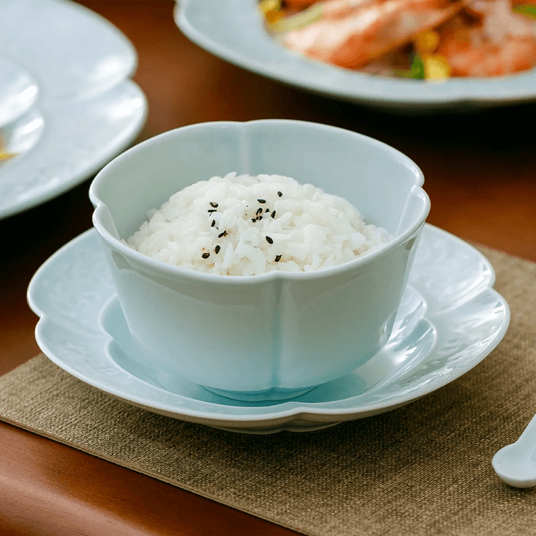 景徳鎮陶磁器 18点食器ギフトセット 翡翠クラブアップル シャドーブルー釉 新年ギフト 5