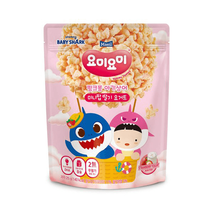 Maeil Yommy Yommy Mini pop Pink Pong Baby Shark Strawberry Yogurt 25g