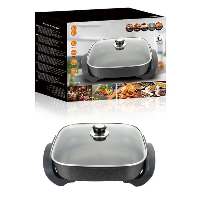 110v Multi-Function Cooking And Stir-Frying Integrated Electric Hot Pot Gray