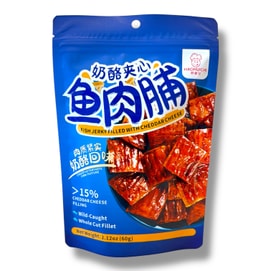 미국산 치즈 필링 생선 육포. 생선 한 마리를 통째로 사용하고 치즈를 15% 이상 함유했습니다. 60g씩 개별 포장되어 있습니다.