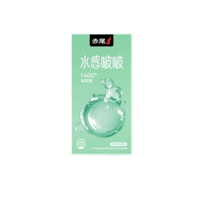 【中国直邮】 赤尾 超薄玻尿酸避孕套 1400mg玻尿酸 水感啵啵 6只*1盒装