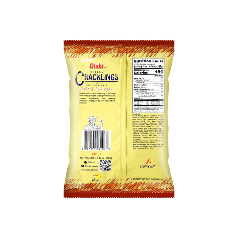 クラッキングス ソルト＆ビネガー - クリスピースナック、3.17オンス 3