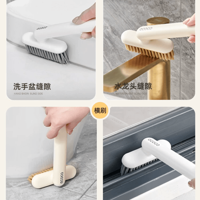 Bathroom crevice cleaning brush for toilet and kitchen tiles, multi-purpose stiff bristle brush, cream yellow, 1 piece 4