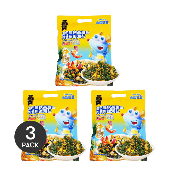 All-in-One Nutritious Bibimbap Seaweed, Children's Rice Seasoning, 12 Sachets/120g *3【3 Packs】