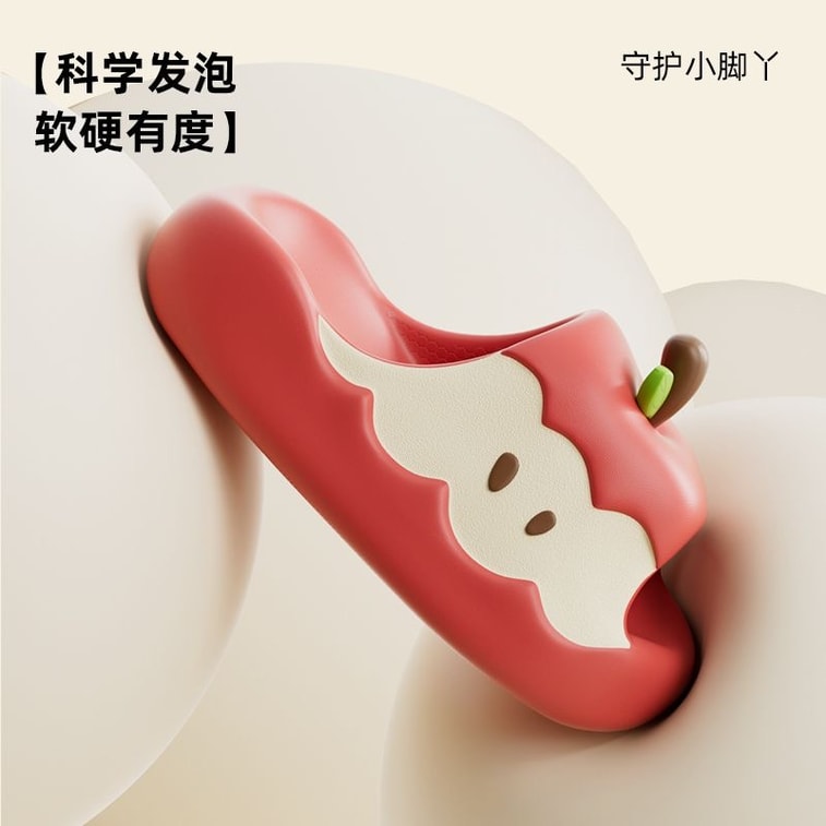 Thick Apple Shaped Slippers【3.5cm Higher】 Soled Creative Slippers Stylish Versatile Unisex Anti-slip Bathing Odor Proof Beach Slippers Summer Outdoor Slippers SIZE 38-39 Red Color 7