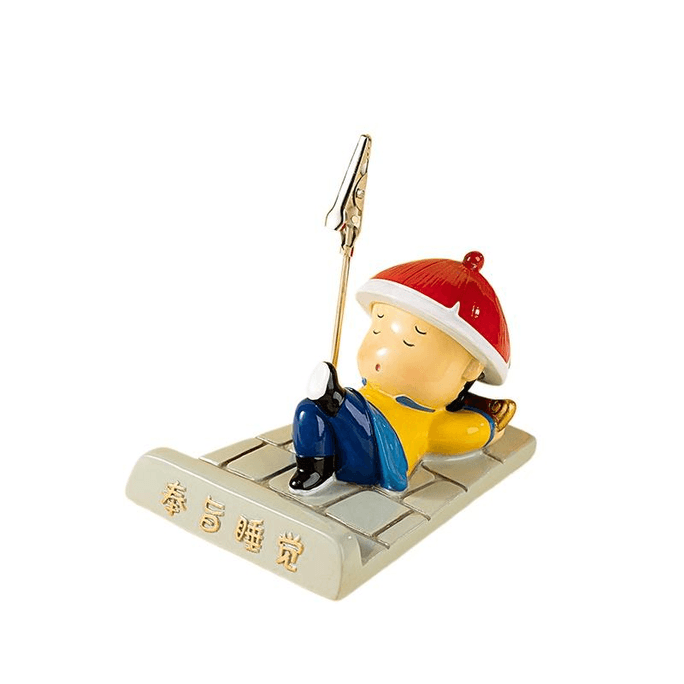 【中国直邮】 宫的故事 宫廷宝贝 博物文创奉旨睡觉桌面便签夹摆件手机座 7*9cm