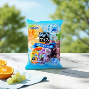 Ice Jelly Orange & Grape Flavor, 12 Pieces 8.46 oz【Low Calorie 0 Fat】【Eat After Freezing】