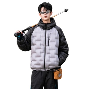 Unisex Windproof Waterproof Cold Resistant Duck Down Jacket Lightweight Warm Puffer Jacket Outerwear Rock Gray L Size