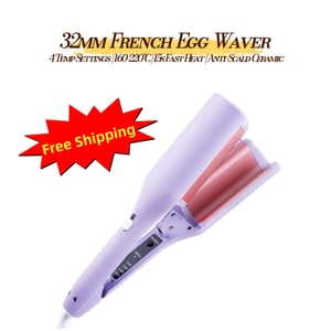 32mm Deep Waver Hair Crimper, 4 Heat Settings Ceramic Wave Styling Iron 1 Unit