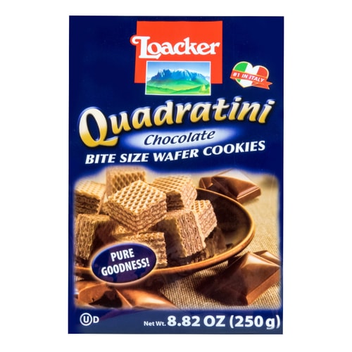 LOACKER Quadratini Bite Size Wafer Cookies Chocolate Flavor 250g