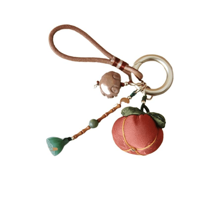 [중국 직송] 중국 예술 아카데미 문화 창의 스타일 행운 열쇠 고리, 패브릭 아로마 테라피 펜던트, 15*2.8cm