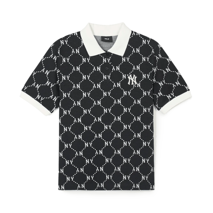 한국 MLB 한국 다이아 흑백 문자무늬 쇼트 T셔츠 뉴욕 M