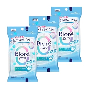 日本 KAO花王 Biore Zero 清爽爽肤湿巾 凉感无香型 10片装*3包