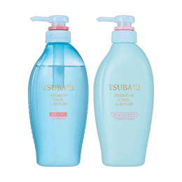 日本 SHISEIDO資生堂 TSUBAKI絲蓓綺 藍椿 清爽無矽油洗護髮套裝 控油止癢 蓬鬆柔順 450ml*2【夏日清涼限定版】