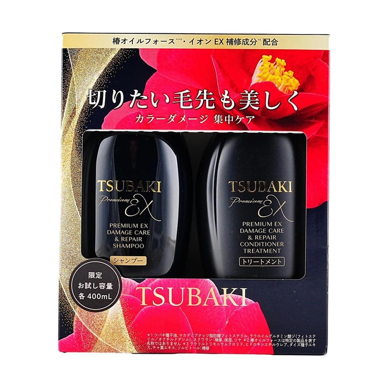 TSUBAKI ブラックカメリア ラグジュアリー ブラックイオンリペア ストロングEX シャンプー＆コンディショナー、13.5液量オンス+13.5液量オンス 10