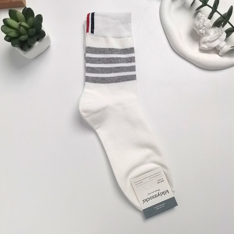 Dongdaemun Striped Cotton Socks, Breathable & Absorbent, Spring/Fall, 3 Pairs 5