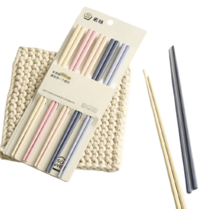 Alloy Chopsticks New Anti-bacterial Anti-mould Anti-slip High Temperature Resistant Morandi Shade 5 Pairs