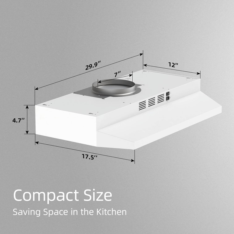 30 Inch Under Cabinet Range Hoodwith LED Light & 2 Speed Exhaust Fanwhite 4