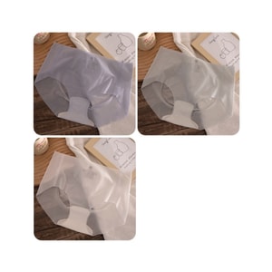Women's Seamless Ice Silk Panties Summer Thin Mask Pants 3D Peach Buttocks 3pcs Blue+White+Gray L 50-60kg|110-132 Pounds