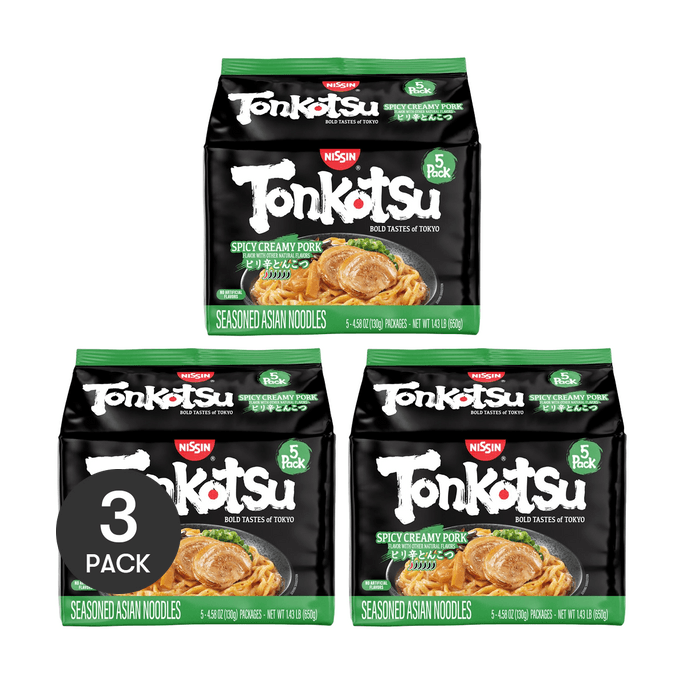 Spicy Creamy Pork Tonkotsu Ramen 4.58oz*5 packs  *3【3 Packs】【Bold Tastes of Tokyo】【Spicy & Creamy】