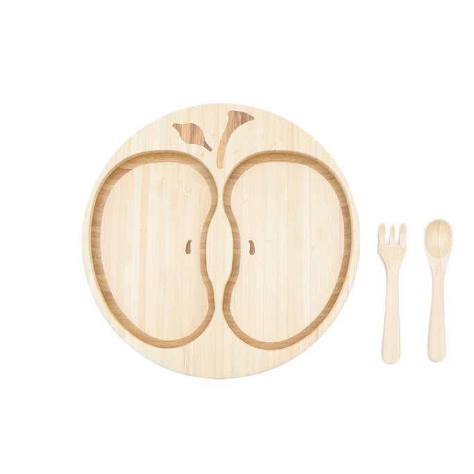 日本agney竹製兒童餐盤 ”蘋果”