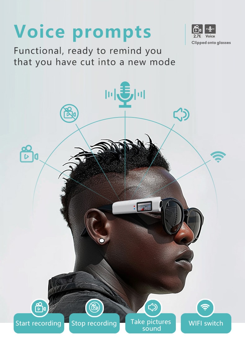 【中国直邮】 晶雅家 旅行骑行记录神器!1080P WiFi 眼镜运动相机 含 128G 内存卡 白色一套装