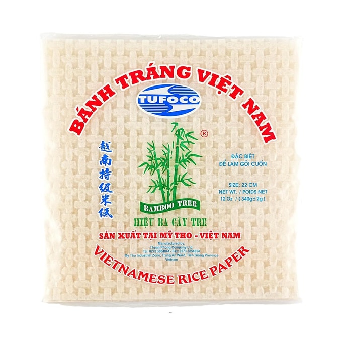 Banh Trang Viet Nam - Vietnamese Square Rice Paper , 22cm , 12 oz 【For Vietnamese Spring Rolls】【 Low-fat and Refreshing 