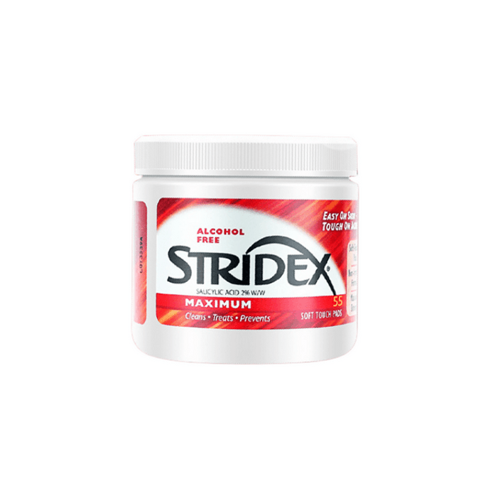 【中國直郵】 Stridex 程十安同款 水楊酸棉片 刷去閉口 祛痘 祛痘印 粉刺黑頭 清潔毛孔 2%水楊酸 紅罐 加強型 適合中重度油性肌及耐受肌 55片*一瓶