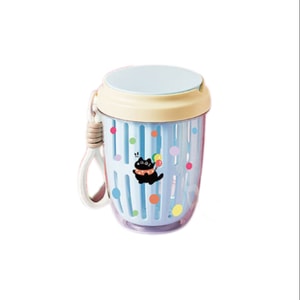 【中国直邮】  便携沙拉杯 水果杯 双层随手杯 双层沥水保鲜杯 早餐杯 带盖勺便当杯 - 蓝色 1个