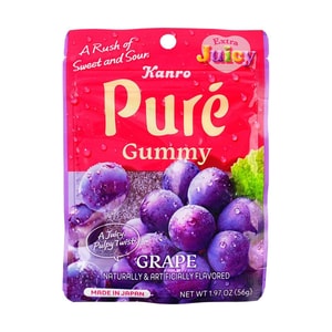 Kanro Pure Gummy Candy,Grape Flavor,Sour Powder ,1.97 oz【Cute Heart-Shaped】【Japan Trendy】