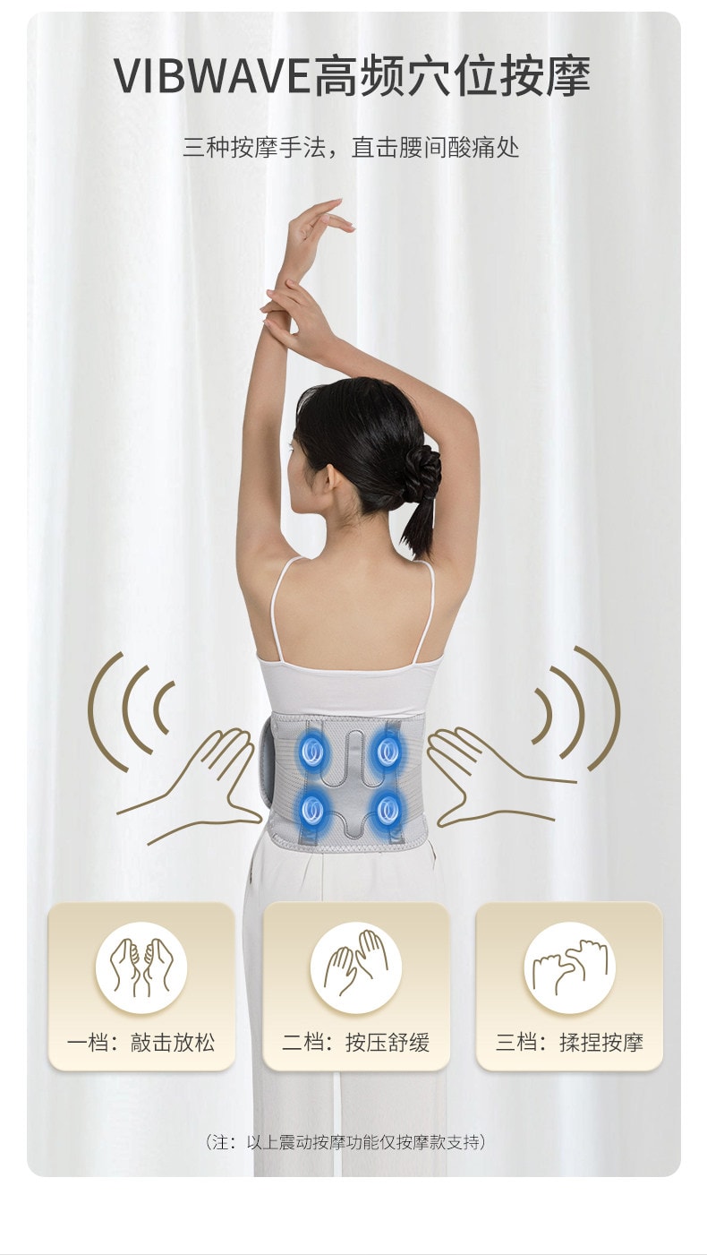 【中国直邮】 妙界 N3暖宫护腰带热敷按摩保暖艾草加热充电腰围腰托多功能暖腰带  粉白色一个装