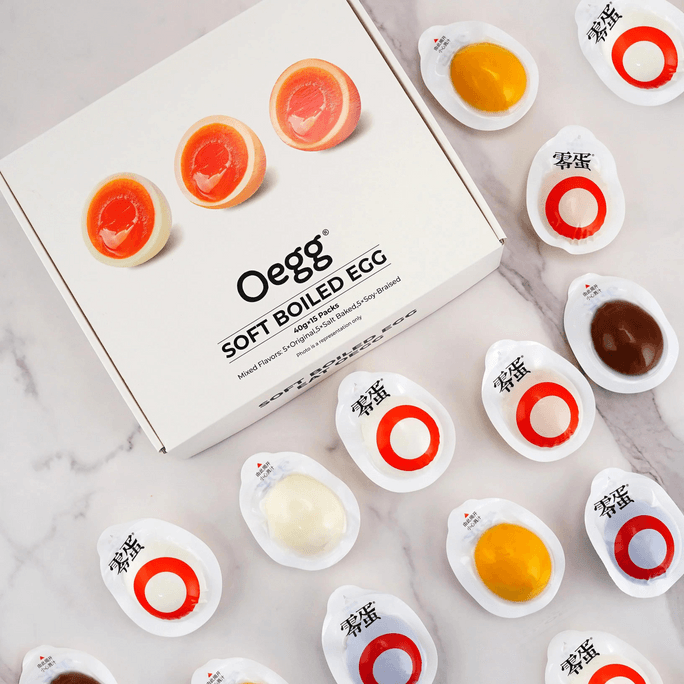 Soft-Boiled Eggs, Mixed Flavors, 15 Pieces, 21.16oz 【Original + Salt + Soy Sauce Braised】