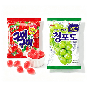 【홍콩 직배송】 한국 롯데 청포도맛 하드캔디 + 딸기맛 젤리 153g+66g 수입 과일맛 사탕 캐주얼 간식