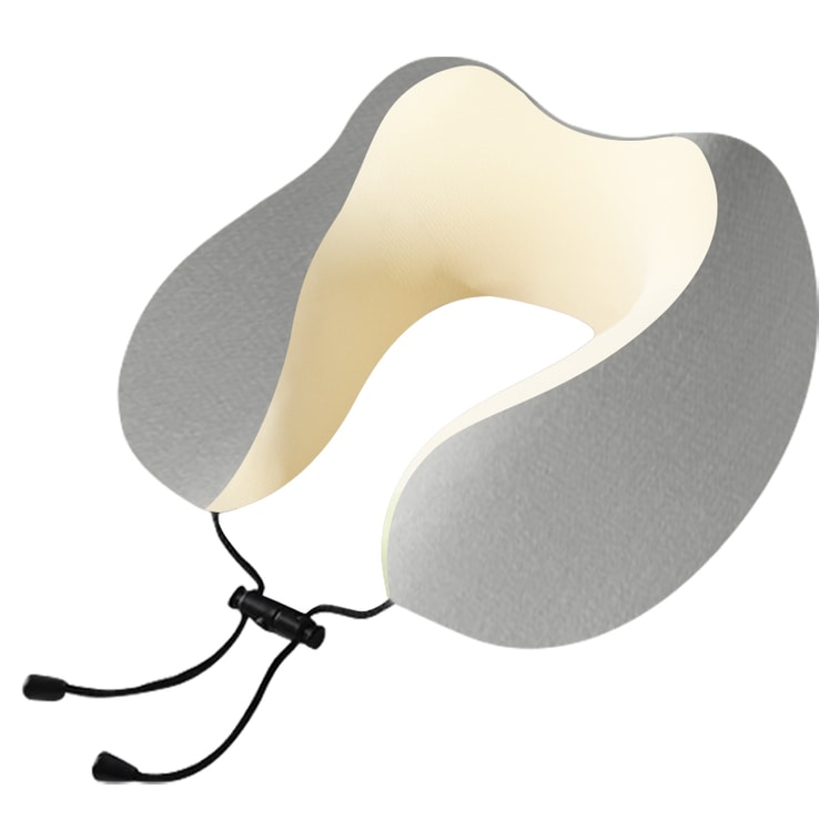  水月秦淮 U型枕便攜旅行枕頭 慢回彈記憶棉頸部超強支撐、獨特造型環繞支撐 冰絲面料柔軟曙色灰色單只裝【配套收納盒,手機大小尺寸出差、上飛機日常辦公超級方便】 5