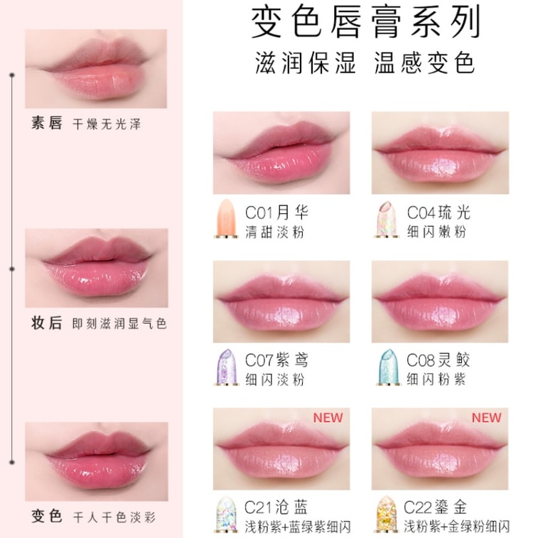 【中国直送】Catkin カラーチェンジリップバーム C01 ムーンライト（カラーチェンジ）乾燥してひび割れた唇を修復、冷えや唇のシワを軽減、水分補給、潤い、栄養補給、ピンク色の唇、無色、ユニセックス、3.3g 5