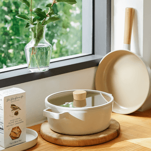 【Fika 5 Piece Set】1.7qt Saucepan, 4qt Stockpot, 9" Frypan, 2 Glass Lids