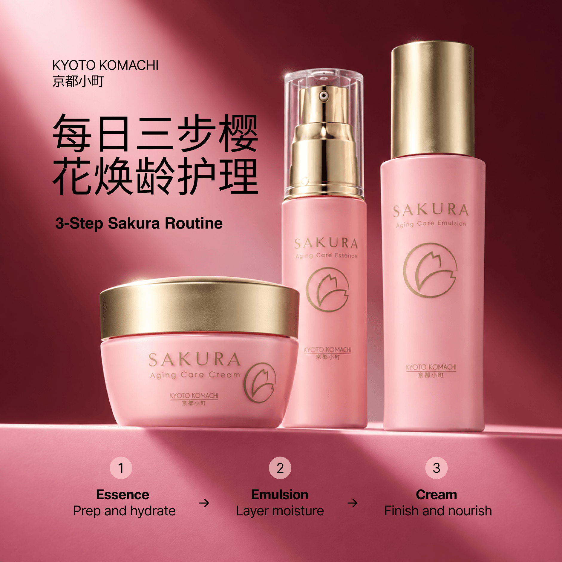 KYOTO KOMACHI Sakura Aging Care Essence 30ml - Firming Serum with