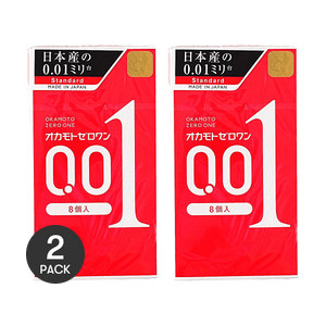 Okamoto Zero One 0.01 Polyurethane Non-Latex Ultra Thin Condoms (8 Pack) *2【2 Packs】