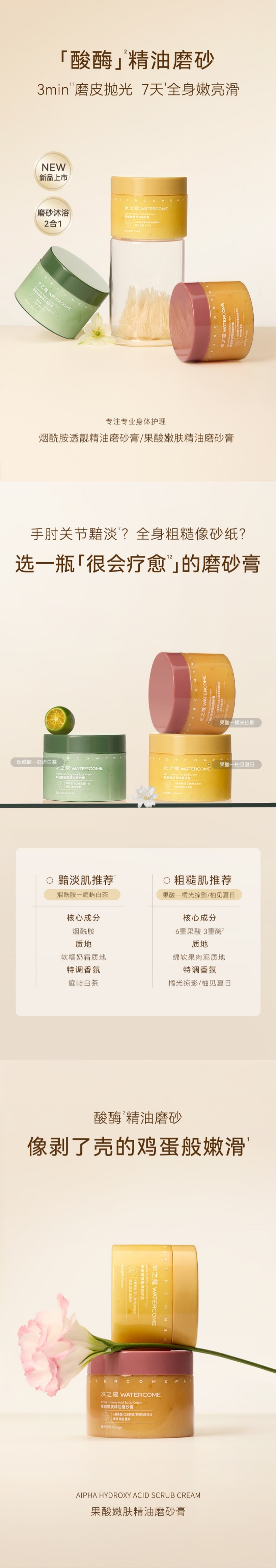 水之蔻 果酸嫩肤精油磨砂膏#柚见夏日 180g