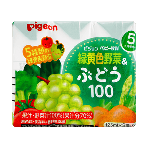 3개월+ 유아용 과일 주스 100 황록채소 포도 4.23 oz * 3병