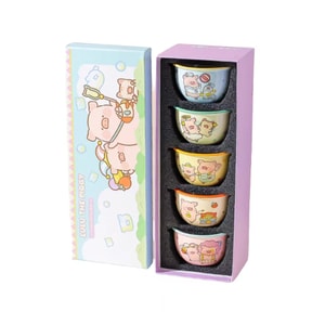 Lulu Pig Collaboration 420ml  Cute Ceramic Rice Bowl Set - 5-Piece Set in Gift Box