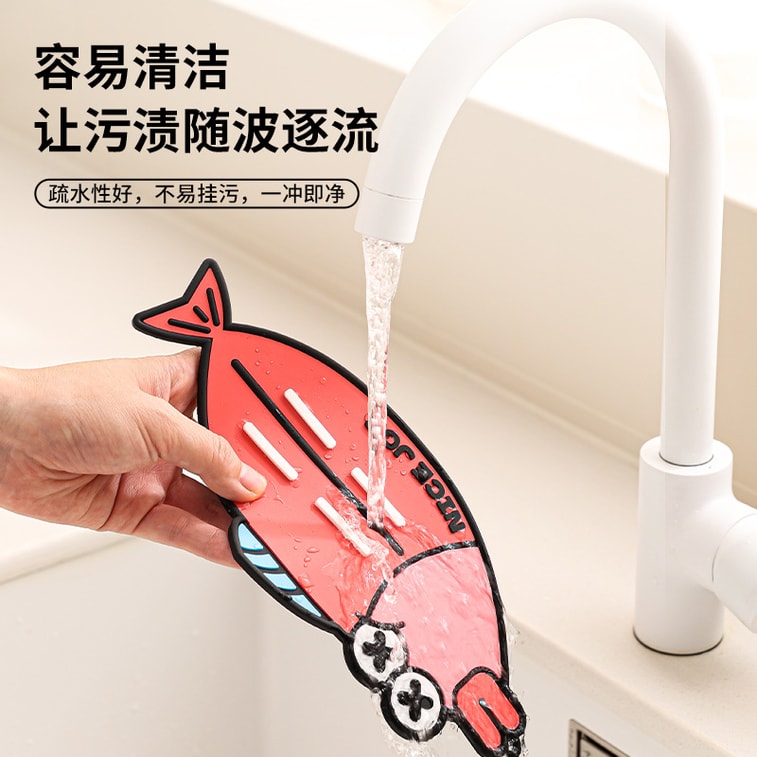  FOXTAIL 卡通鍋蓋收納墊 矽膠 放置器 檯面 瀝水墊 隔熱墊 多功能 廚房 置物架-臘腸狗+小丑魚 1份 4