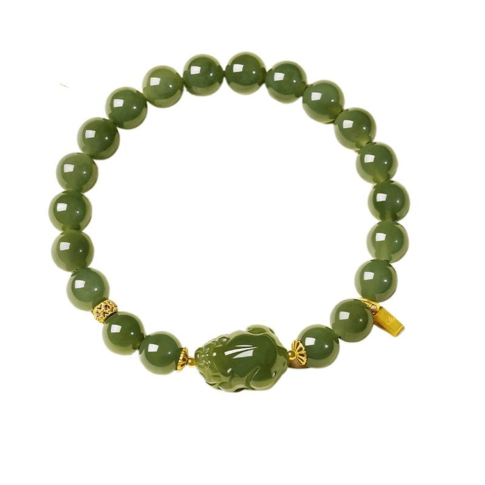 【中国直邮】 故宫文创 故院文创 貔貅手串女款天然和田玉手链玉石 衔珠聚禄 16厘米