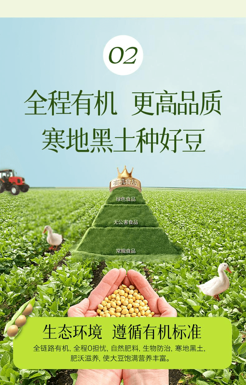 中国直邮】 北大荒有机纯豆浆粉低GI低嘌呤高植物蛋白高膳食纤维10条200g*1袋- 亚米, image size:790x1235