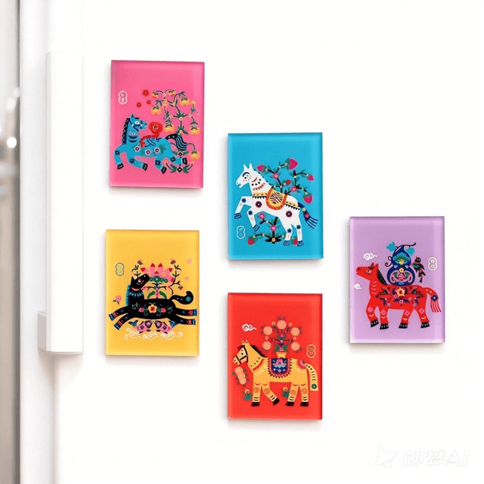 Leap&Bloom 新款新年冰箱贴 2026马年 新款春节磁吸装饰 5个装/1份